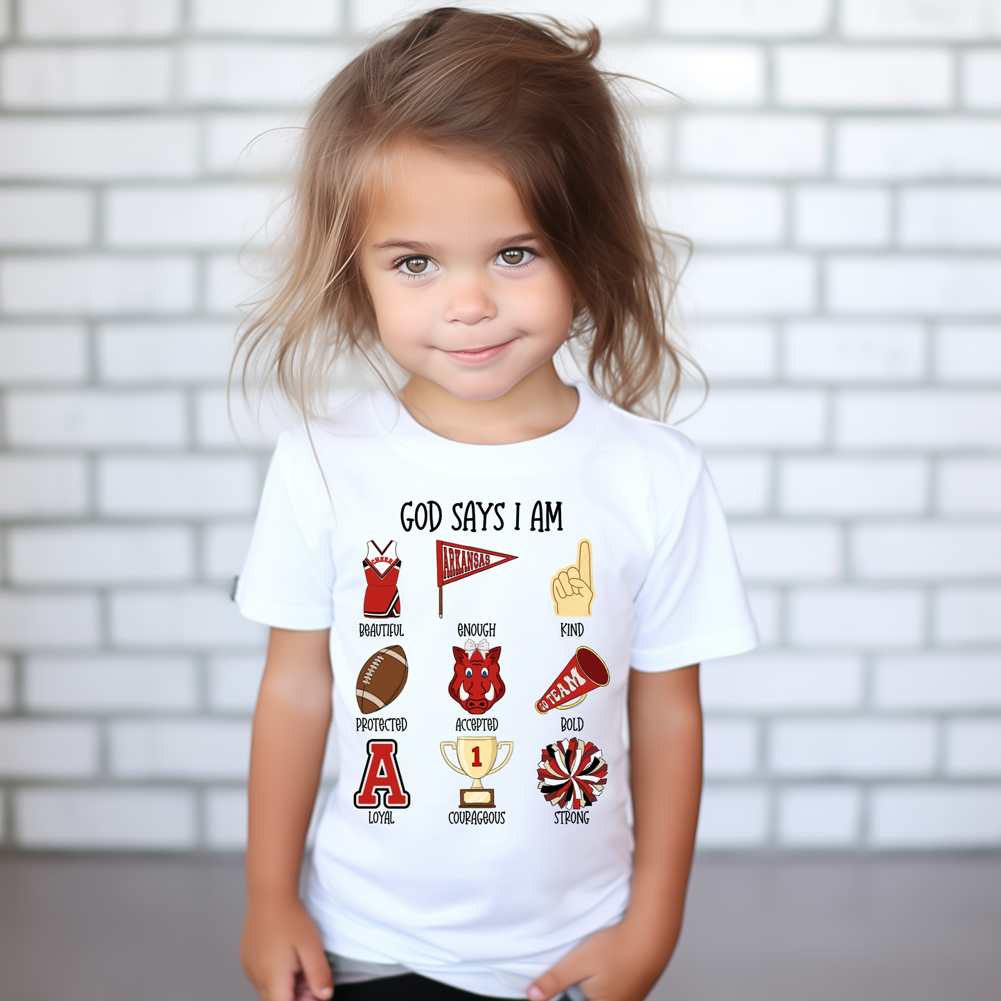 Arkansas razorback GOD SAYS I AM Kids Shirt