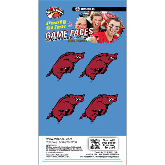 Arkansas Game Faces® Temporary Tattoos Razorbacks
