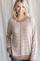 Camel + Ivory Stripe Sweater