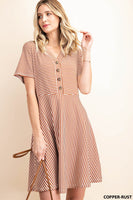 Copper and Rust Stripe Flared Knit Dress