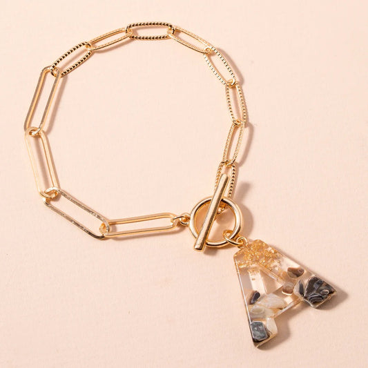 Acetate Initial Charm Bracelet - Black