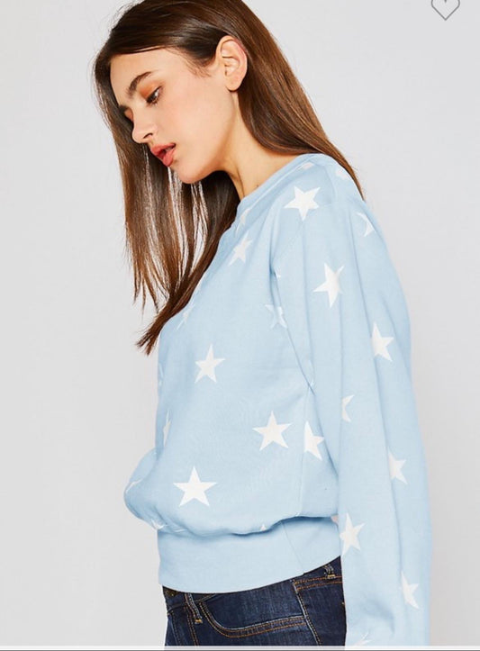 Reflex Lt. Blue Star Print Fleece Sweatshirt