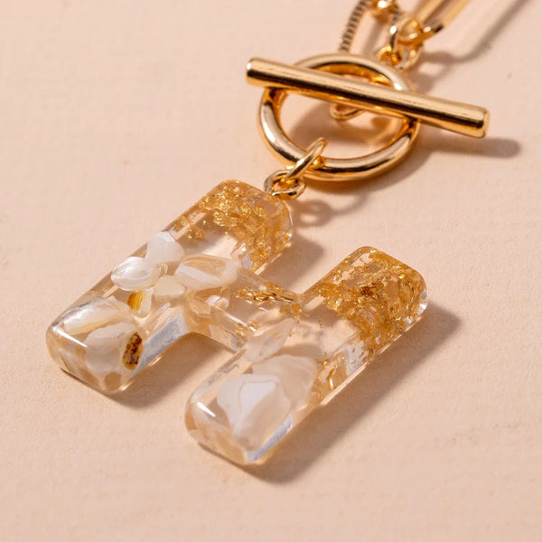 Acetate Initial Pendant Necklace - Ivory