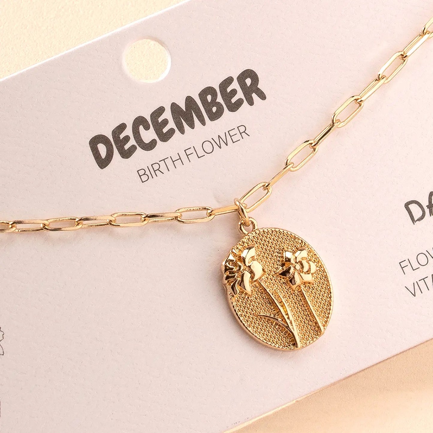 Birth Flower Charm Gold Dipped Necklace