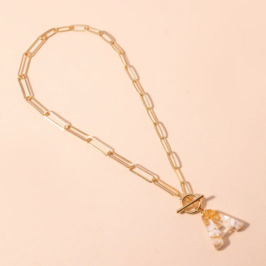 Acetate Initial Pendant Necklace - Ivory