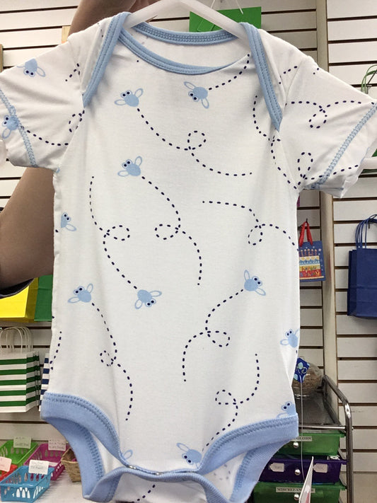 Natural Flies Print Short Sleeve Onesie