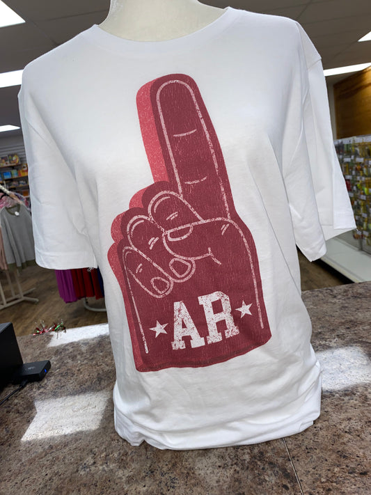 Oversized Vintage College Foam Finger 'AR' Graphic Tee