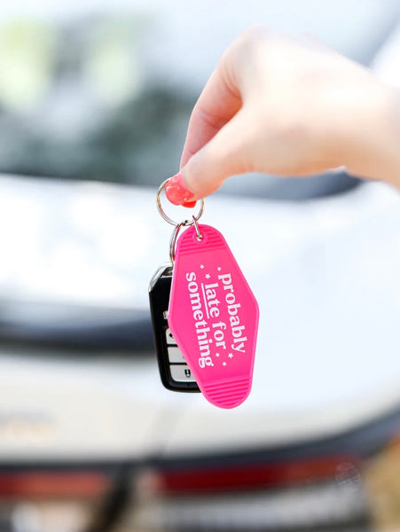Keychain - Probably Late For Something (Dark Pink)
