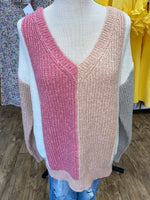 Mauve Color Block Sweater