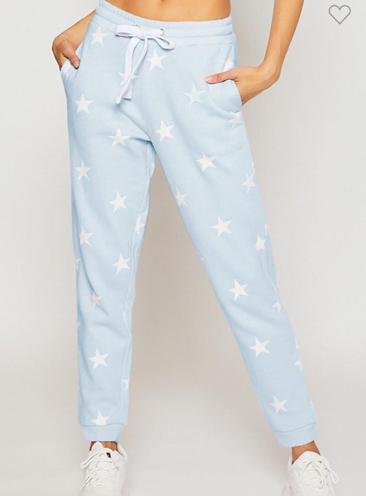 Reflex Lt. Blue Star Print Fleece Sweatpants Joggers