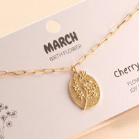 Birth Flower Charm Gold Dipped Necklace