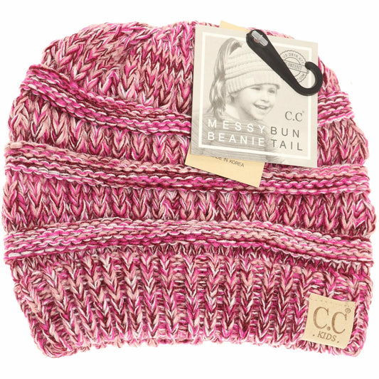 Kids Messy Bun CC Beanie - Pink