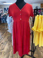 Red Dress with button detail