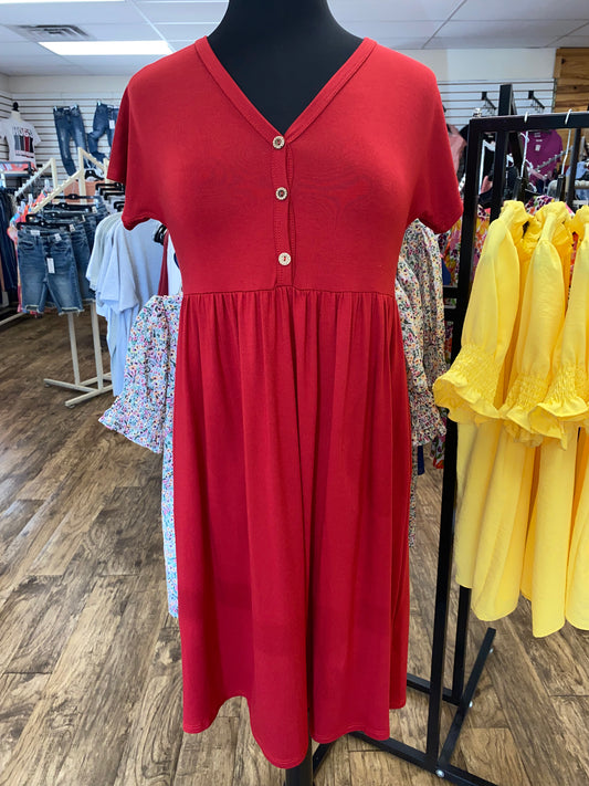 Red Dress with button detail