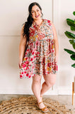 Ruffle Collar Floral Print Dress - Plus Size