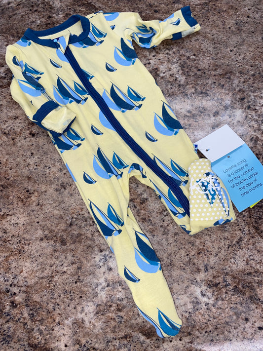 Print Footie with Zipper Wallaby Sailing Race Preemie