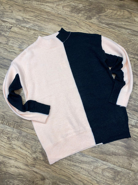 Blush/Black Color Block Sweater