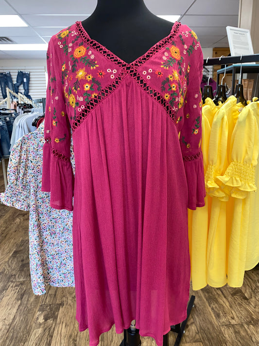 Fuchsia Embroidered Tunic