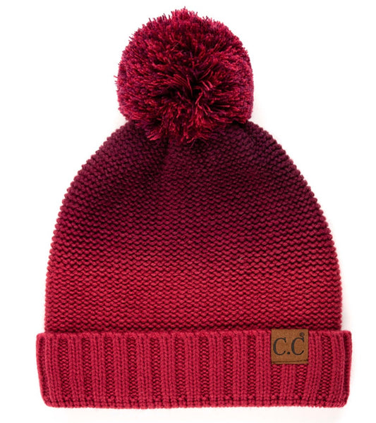 CC Ombré Beanie - Burgandy