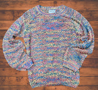 Multi-Colored Textured Long Sleeve Knit Top