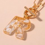 Acetate Initial Pendant Necklace - Ivory