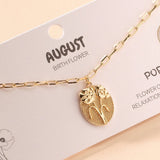 Birth Flower Charm Gold Dipped Necklace