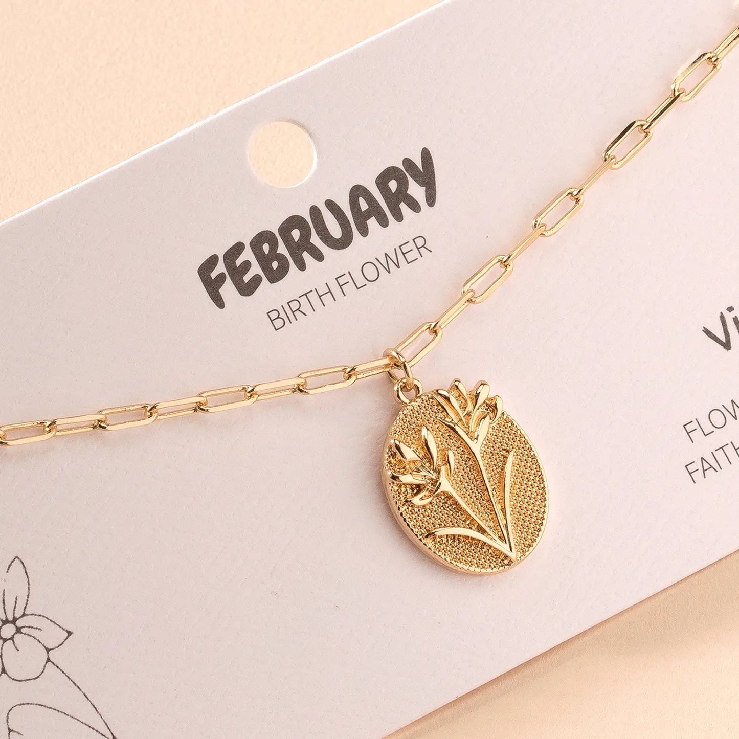 Birth Flower Charm Gold Dipped Necklace