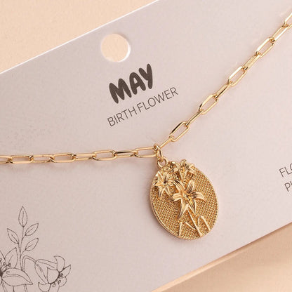 Birth Flower Charm Gold Dipped Necklace