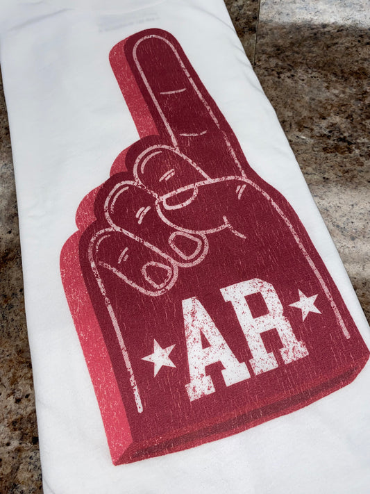 Oversized Vintage College Foam Finger 'AR' Graphic Tee