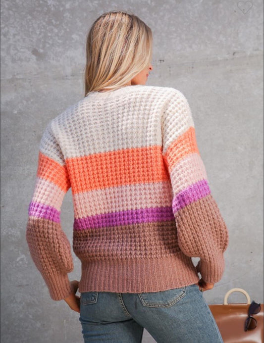 Orange/Brown Multi Striped Sweater