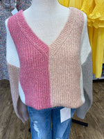 Mauve Color Block Sweater
