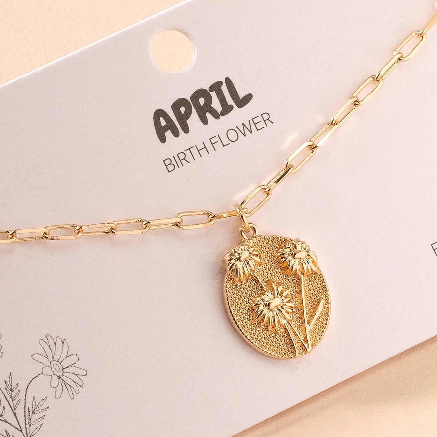 Birth Flower Charm Gold Dipped Necklace