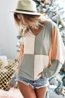 Pointelle Knit Color Block Long Sleeve