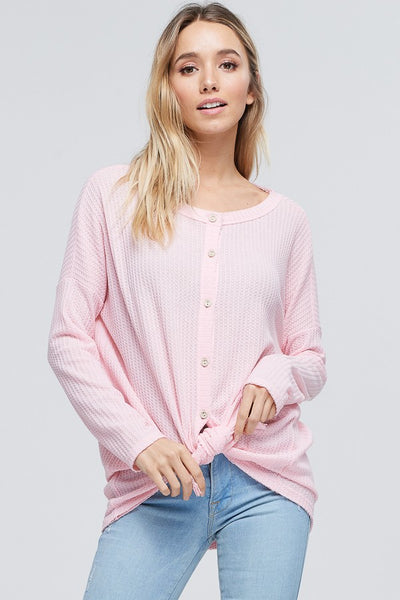 Soft Pink Button Down Knit Top